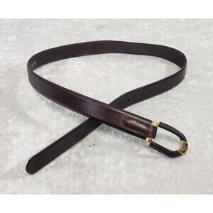Vintage PIERRE BALMAIN Mens Dress Brown Leather Belt w Gold-Tone Buckle-Size 32